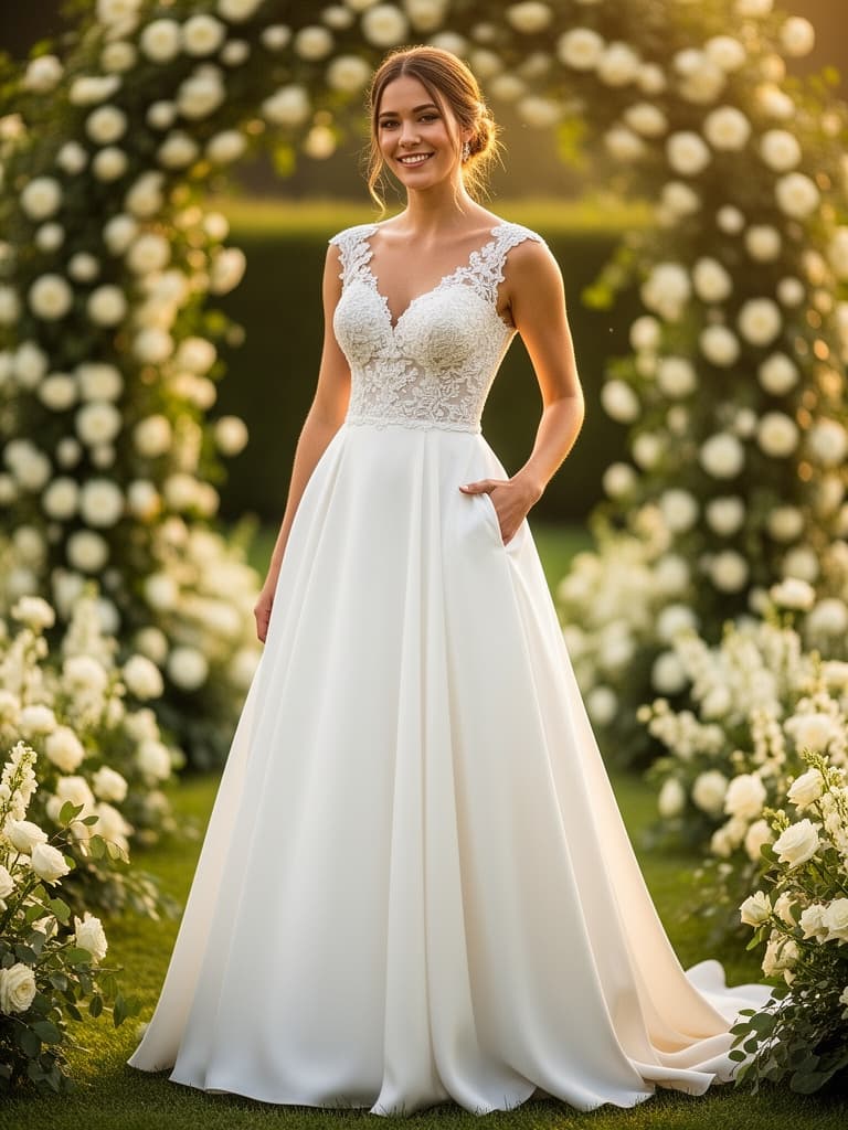 Classic A-Line Wedding Dress with Pockets